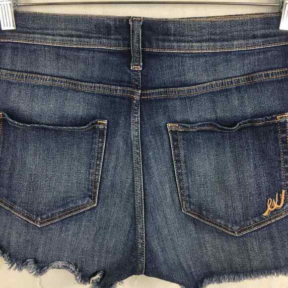Express Shorts Womens Sz 6 Blue Jean Distressed Ripped Cut Off Denim - Picture 11 of 12